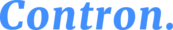המילה Contron. מוצגת בגופן גדול בצבע תכלת, על רקע שקוף.